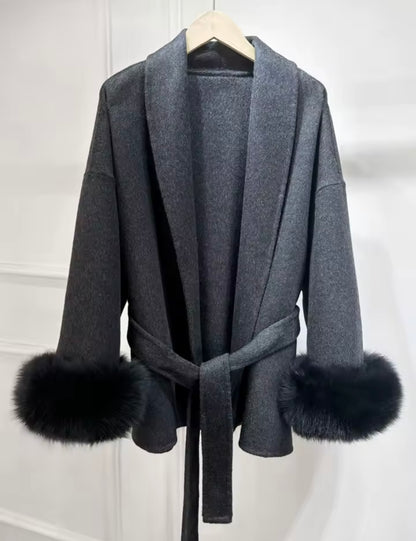 ‘Valentina’ Fox Fur Cuff Cardigan