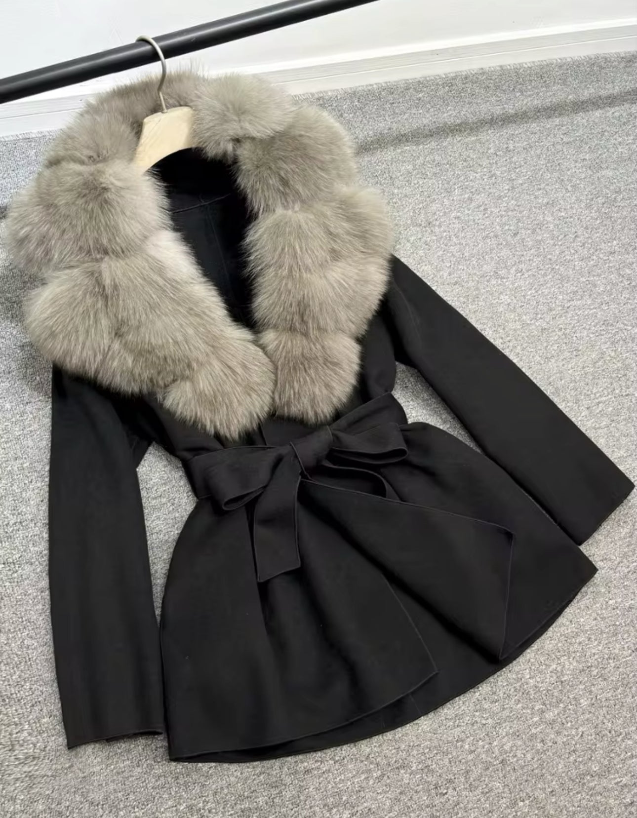 ‘Dolcie’ Short Fox Fur Trim Coat