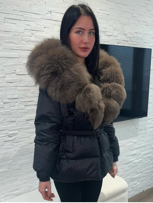 ‘Lucia’ Hooded Fox Fur Puffer Jacket