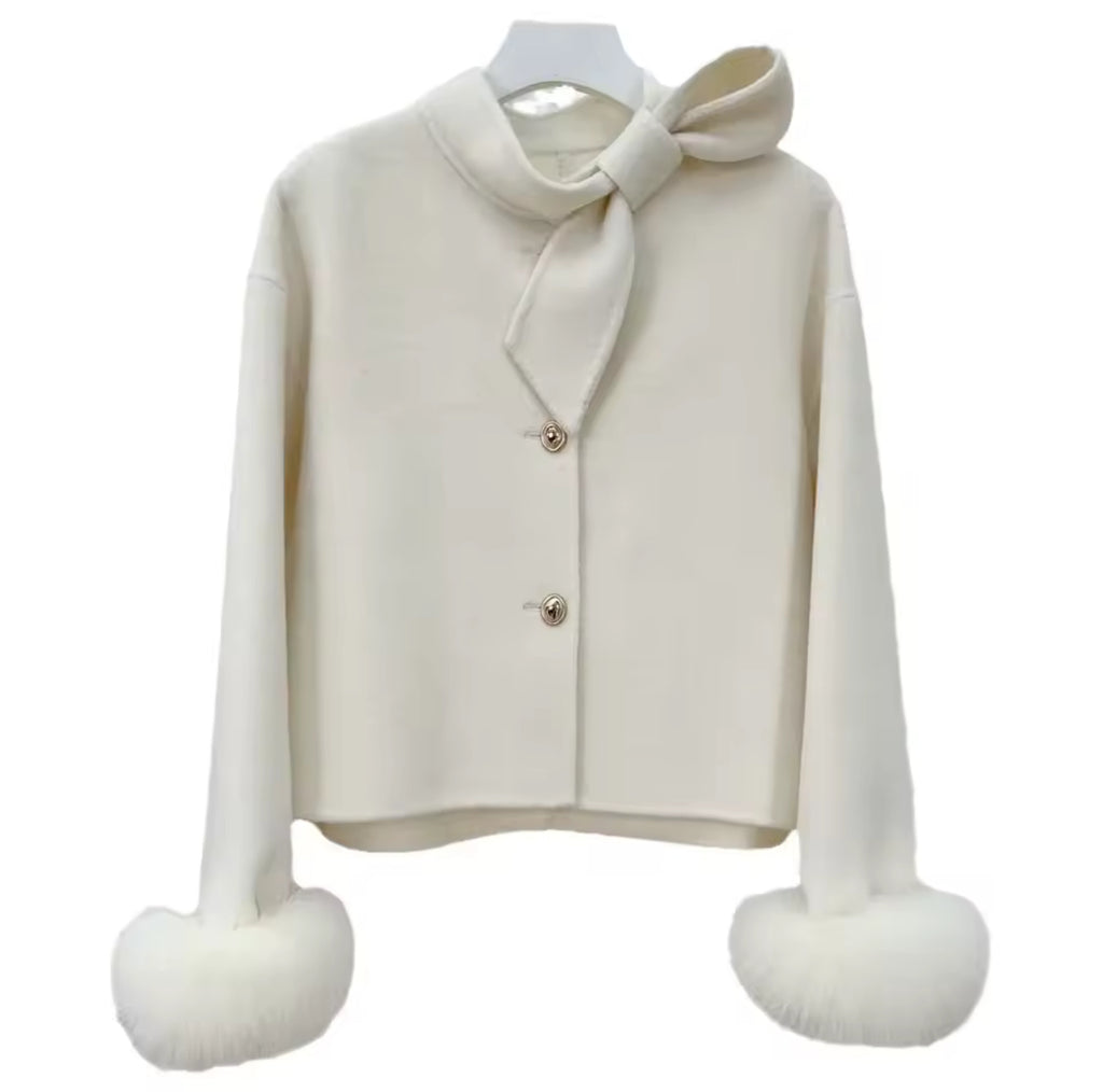 ‘Beaumont’ Wool Fox Fur Cuff Jacket