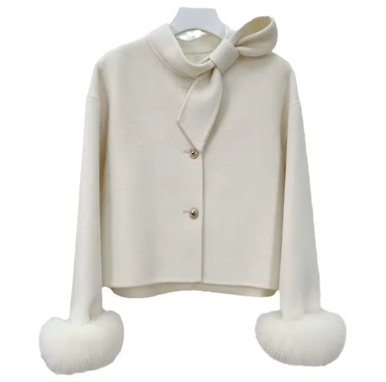 ‘Beaumont’ Wool Fox Fur Cuff Jacket