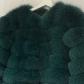 ‘Bottle Green’ Premium 5 Row Cropped Sleeve Fox Fur Coat (10/18 Day Delivery)