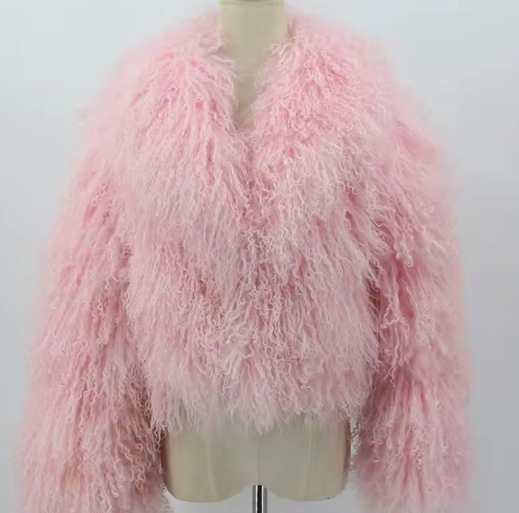 ‘Mina’ Mongolian Lamb Fur Coat (8/10 Days Delivery)