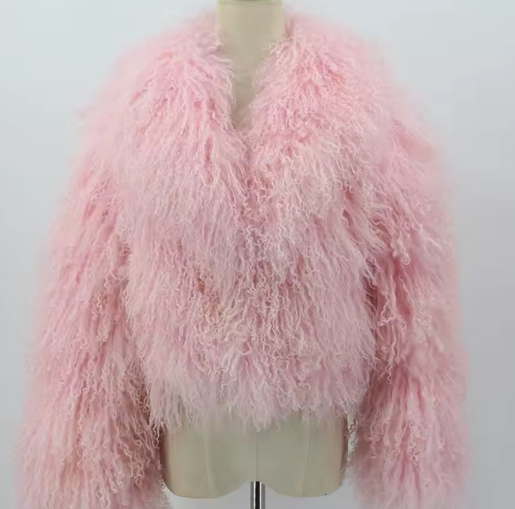 ‘Mina’ Mongolian Lamb Fur Coat (8/10 Days Delivery)
