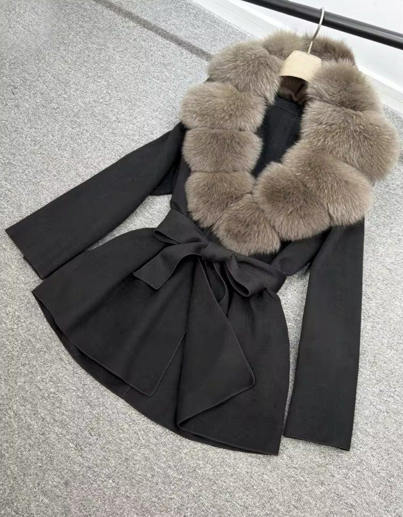 ‘Dolcie’ Short Fox Fur Trim Coat