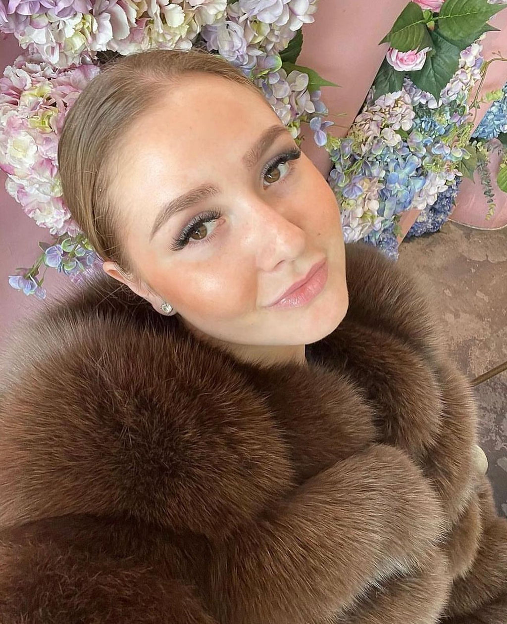 ‘Chocolate Brown’ Premium 8 Row Full Sleeve Fox Fur Coat (10/18 Day Delivery)