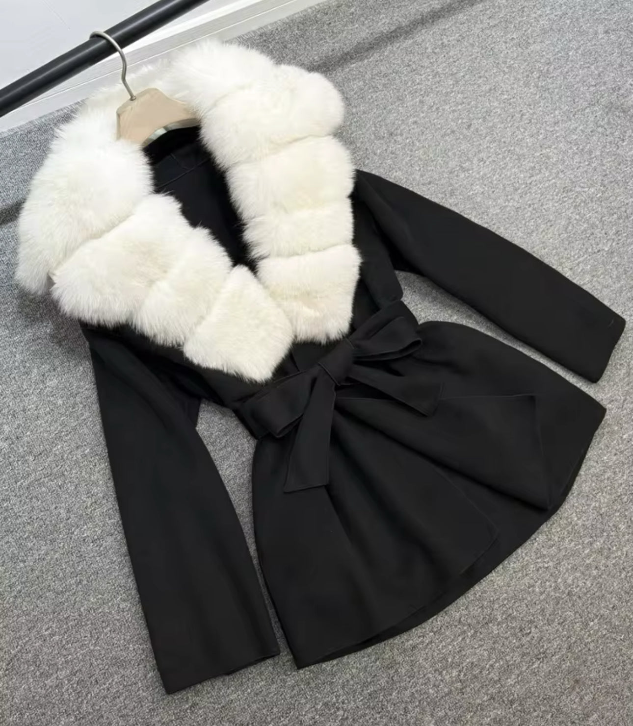 ‘Dolcie’ Short Fox Fur Trim Coat