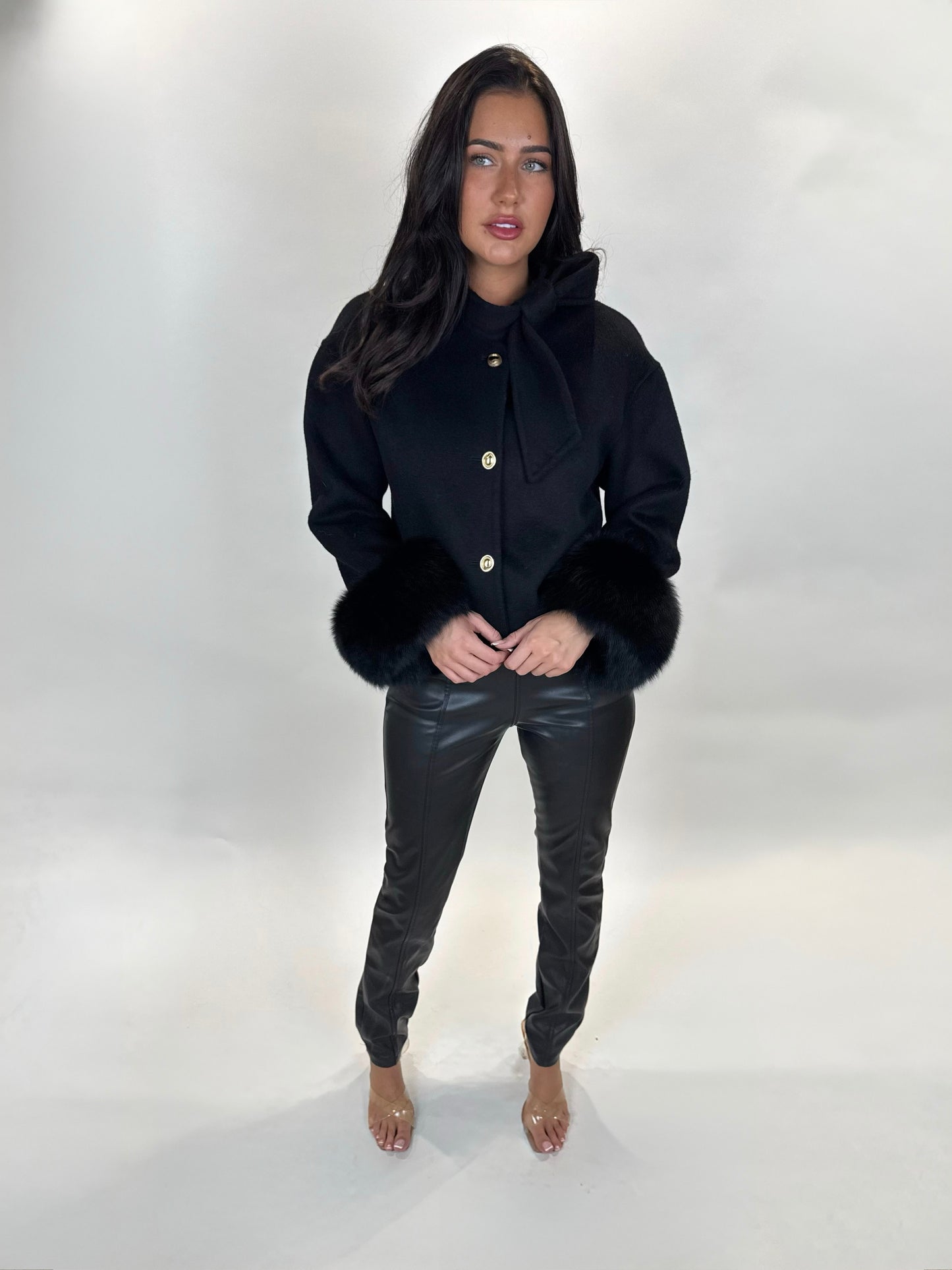 ‘Beaumont’ Wool Fox Fur Cuff Jacket