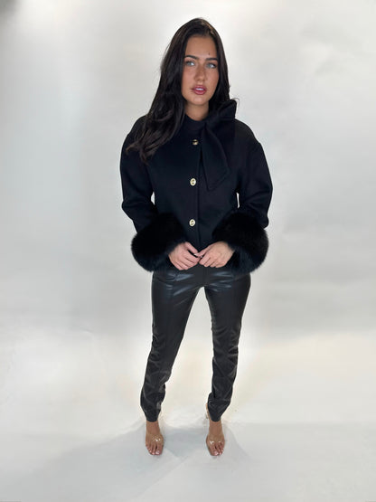 ‘Beaumont’ Wool Fox Fur Cuff Jacket