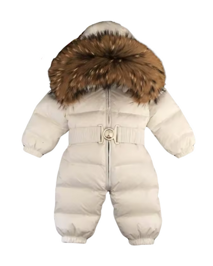 Real Raccoon Fur Kids Snowsuit