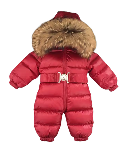 Real Raccoon Fur Kids Snowsuit