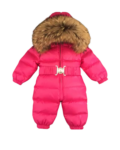 Real Raccoon Fur Kids Snowsuit