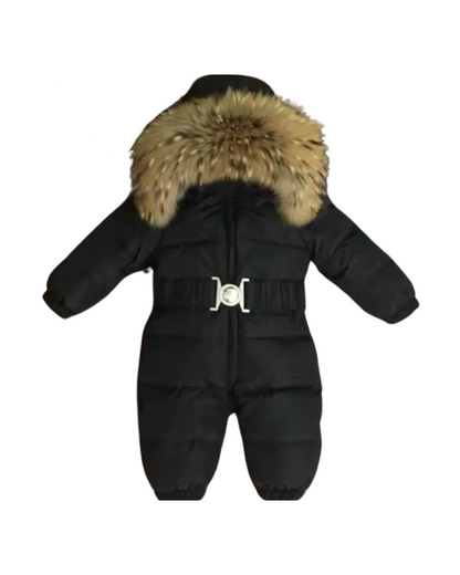 Real Raccoon Fur Kids Snowsuit