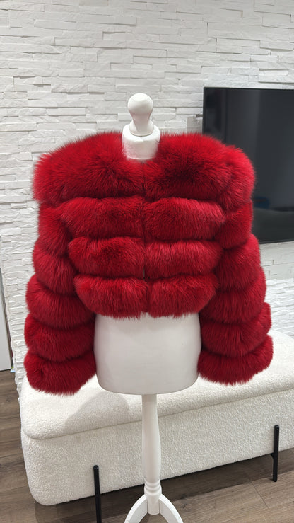 Premium Extreme Cropped Body Full Sleeve Fox Fur Coat (10/18 Day Delivery)