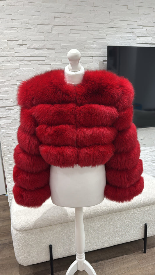 Premium Extreme Cropped Body Full Sleeve Fox Fur Coat (10/18 Day Delivery)
