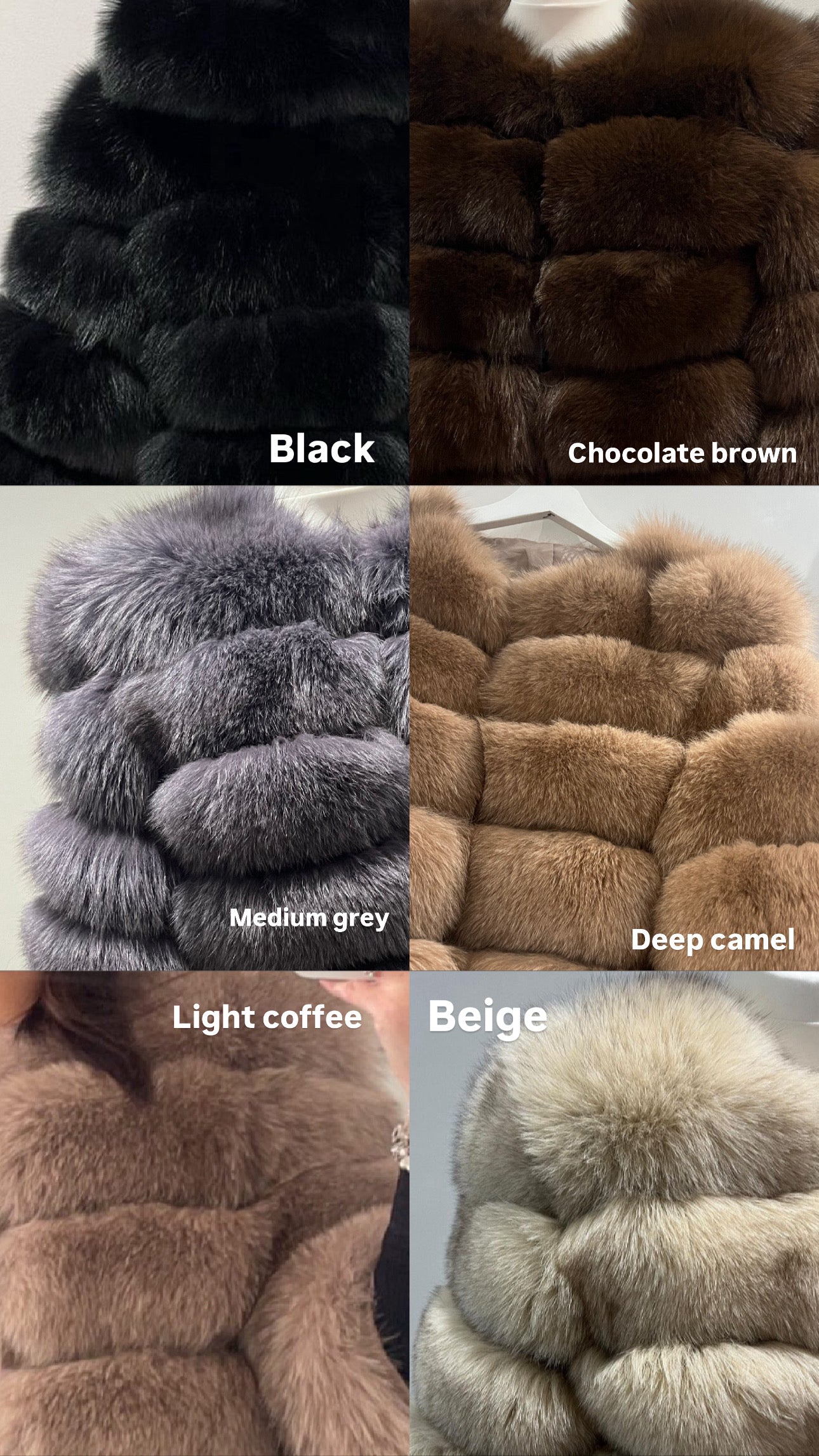 Premium Vertical Long Full Sleeve Fox Fur Coat (10/18 Day Delivery - Note Colour Before Checkout)