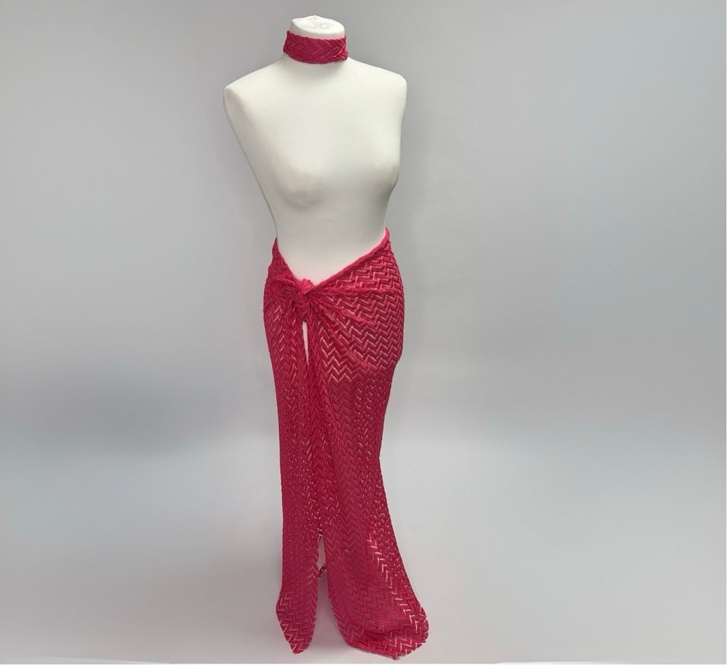 Hot Pink Zig Zag Maxi Sarong & Choker