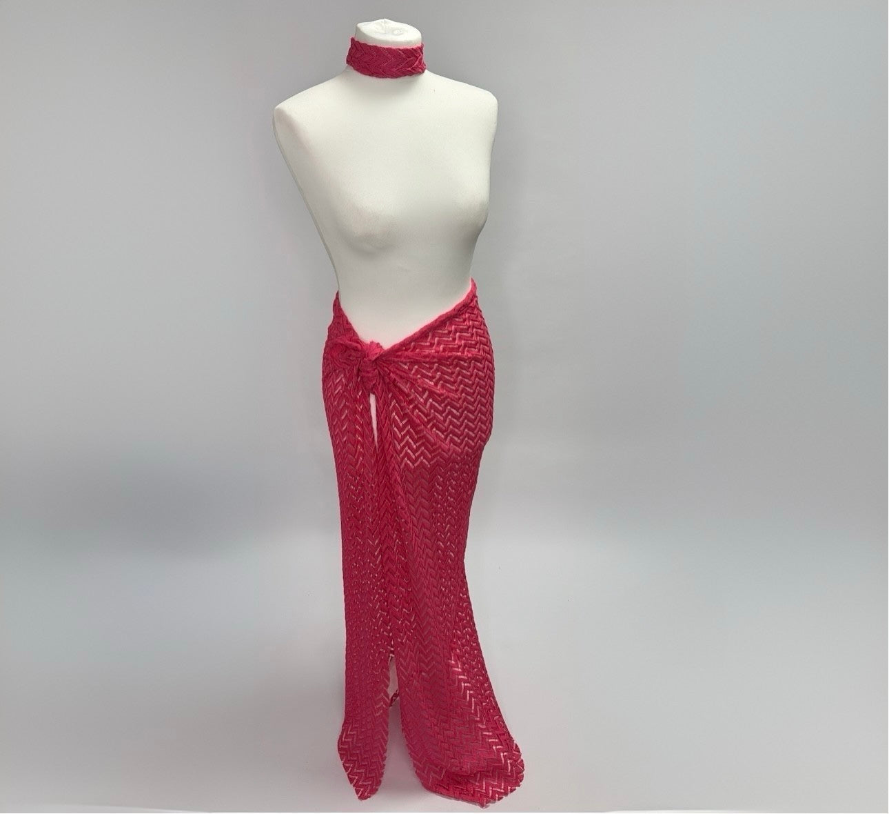 Hot Pink Zig Zag Maxi Sarong & Choker (Same Day Dispatch)