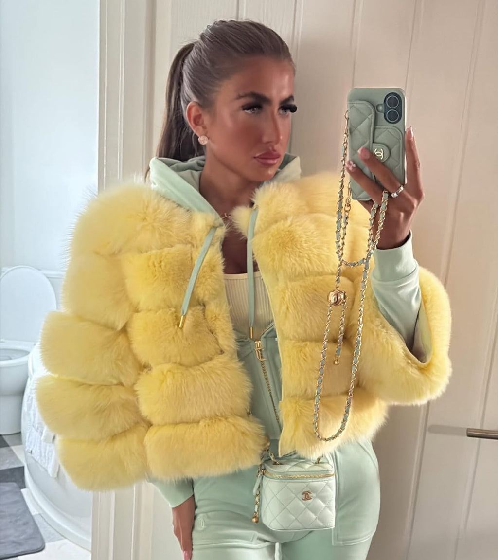 Premium 5 Row Cropped Sleeve Fox Fur Coats