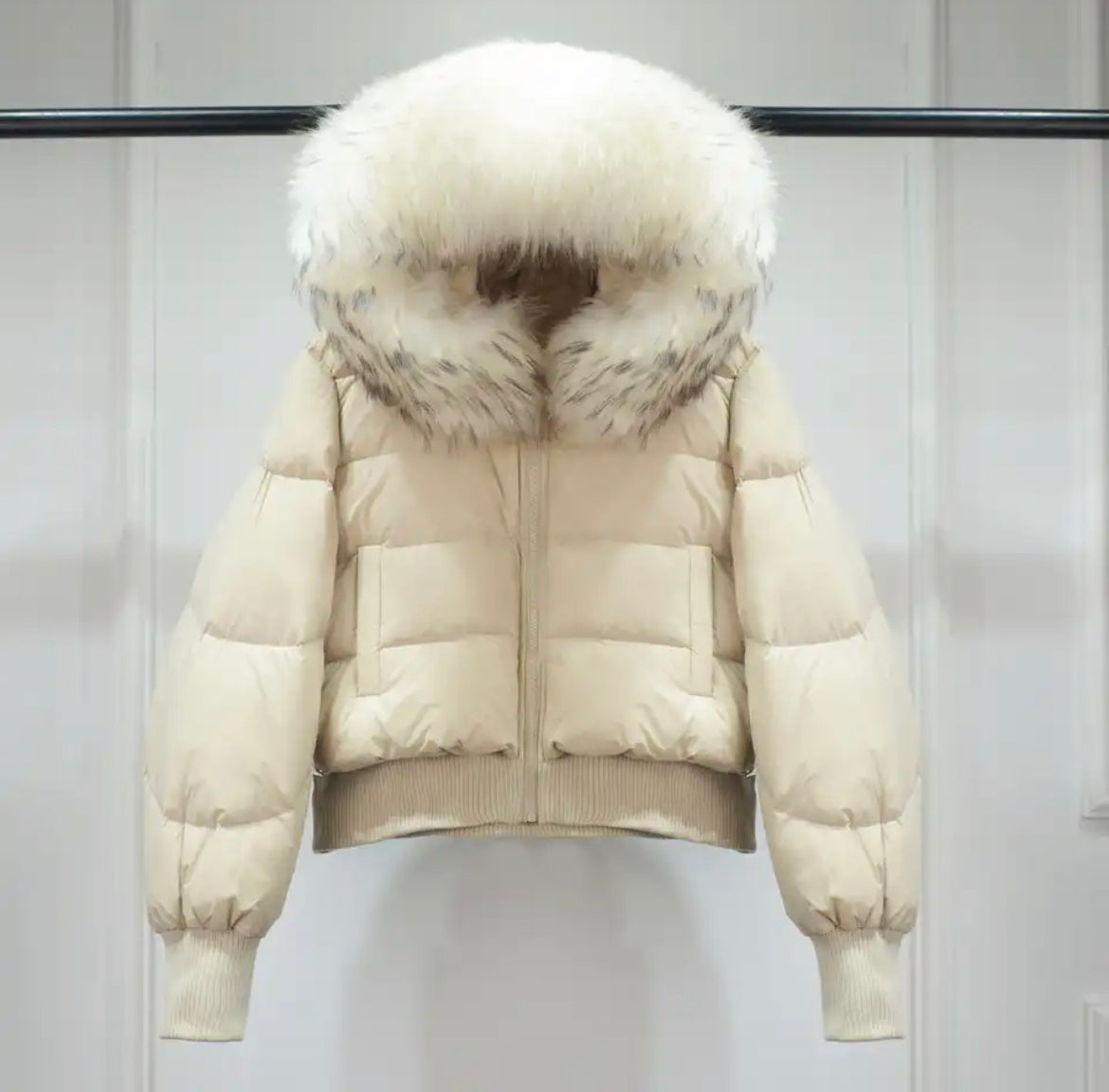 Real raccoon fur hooded on sale coat