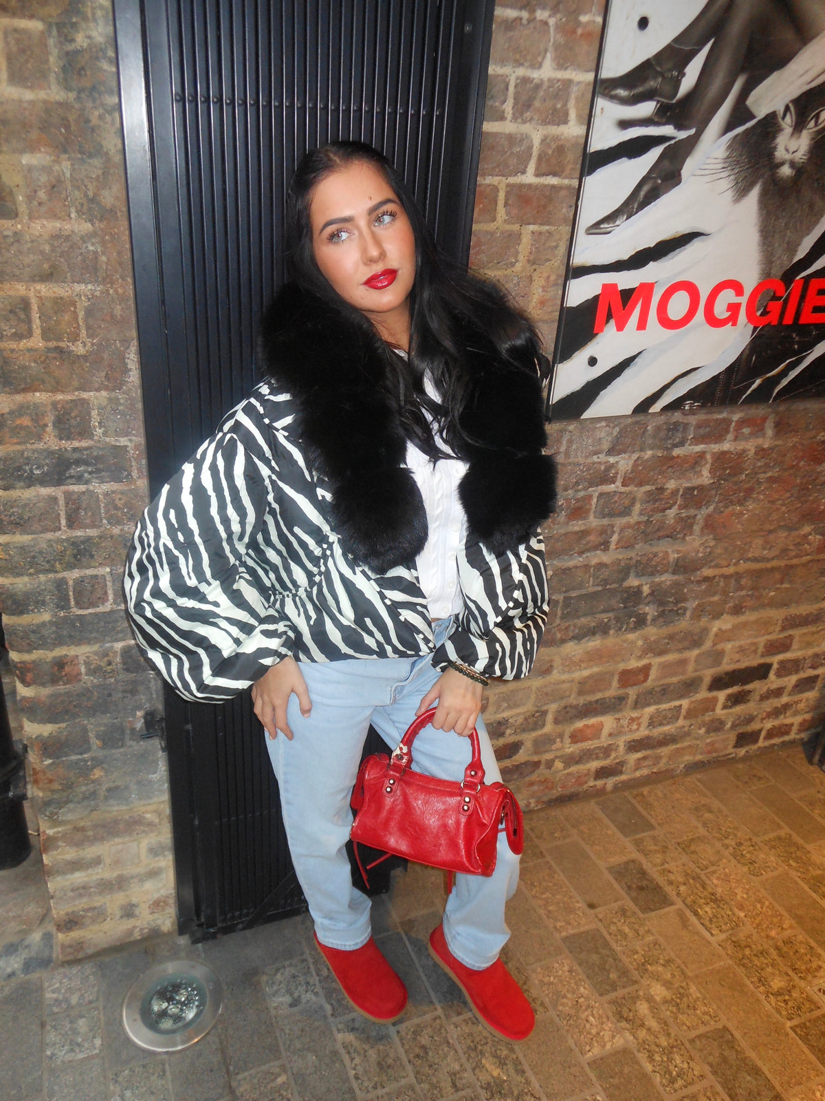 The ‘Wild One’ Zebra Print Fox Fur Puffer