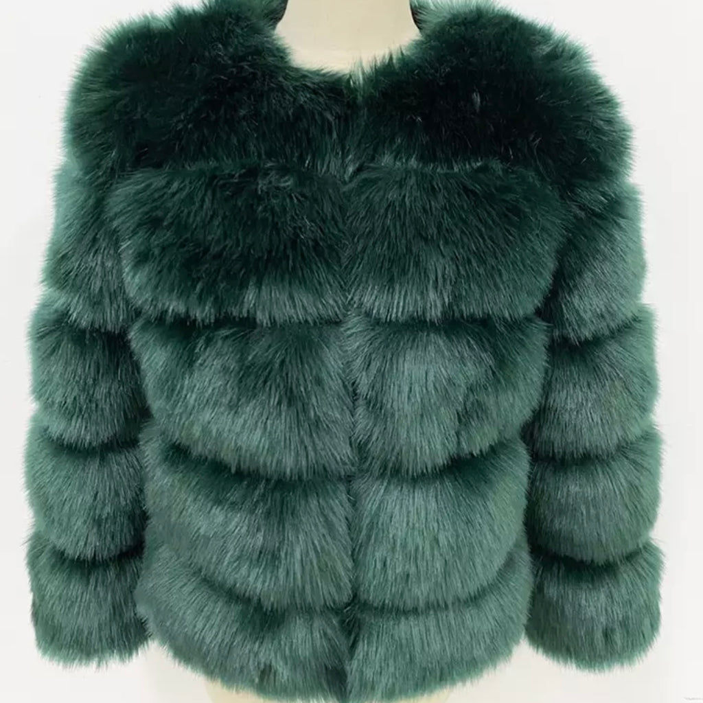 Faux Fur 5 Row Cropped Sleeve Jacket [2/4 Week Delivery]
