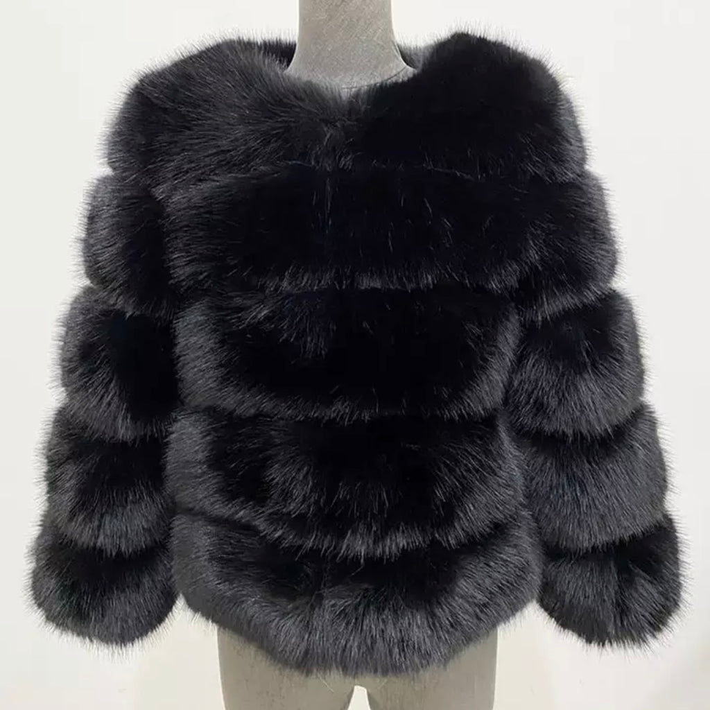 Faux Fur 5 Row Cropped Sleeve Jacket [2/4 Week Delivery]