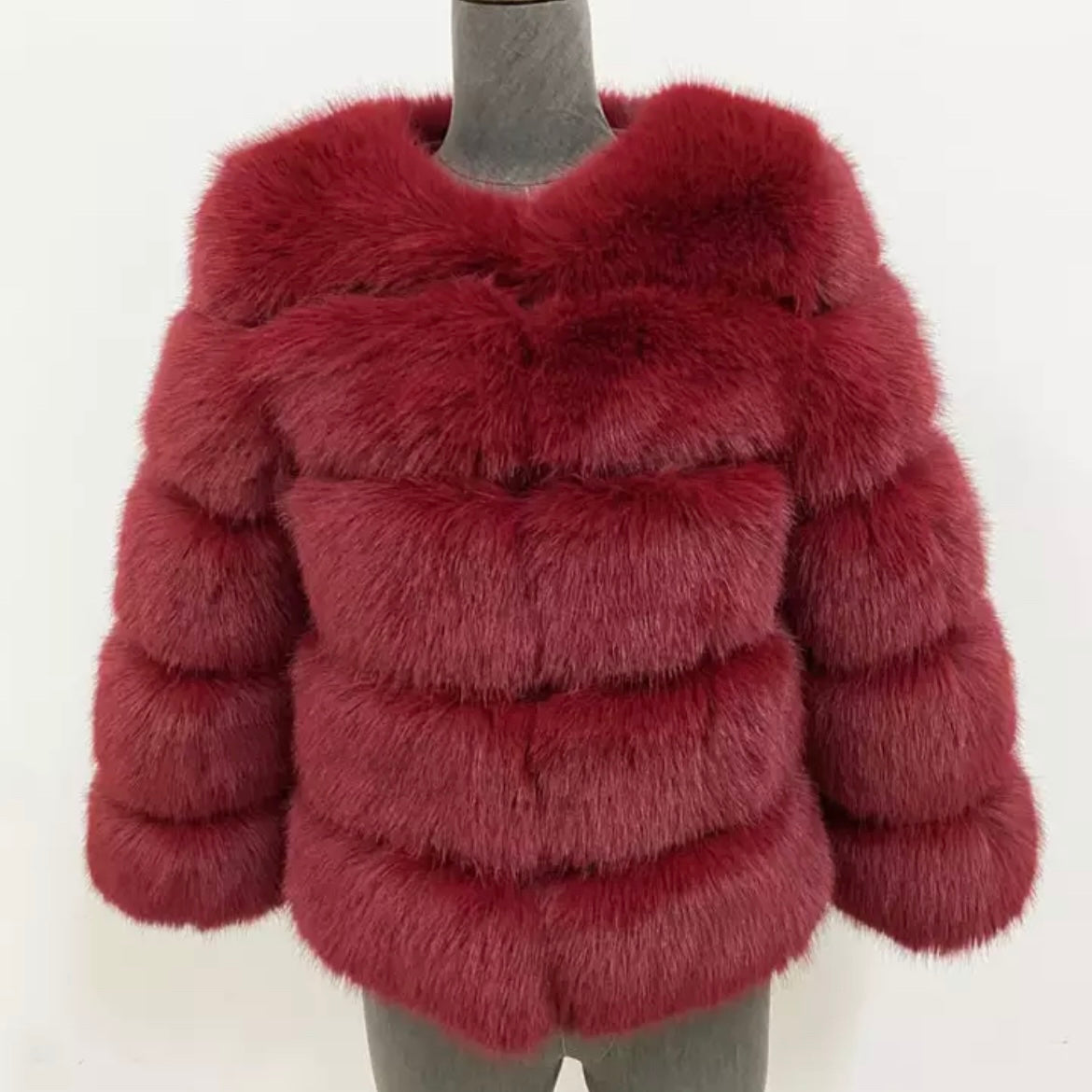 Faux Fur 5 Row Cropped Sleeve Coats [2/4 Week Delivery]