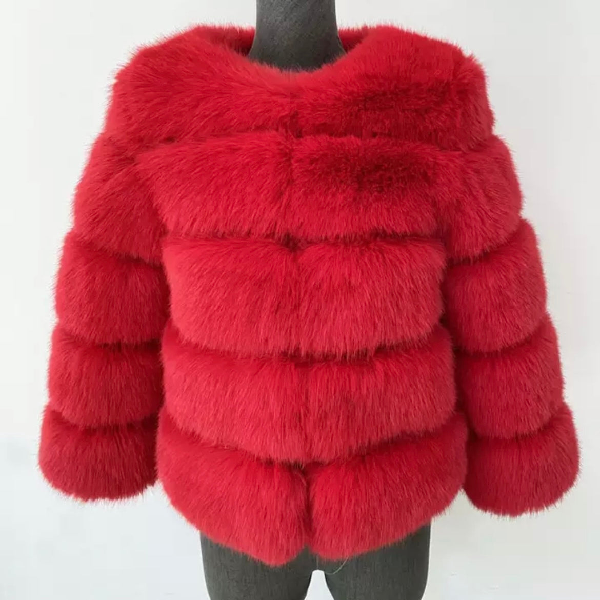 Faux Fur 5 Row Cropped Sleeve Coats [2/4 Week Delivery]