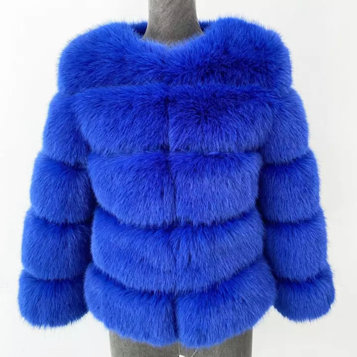 Faux Fur 5 Row Cropped Sleeve Coats [2/4 Week Delivery]