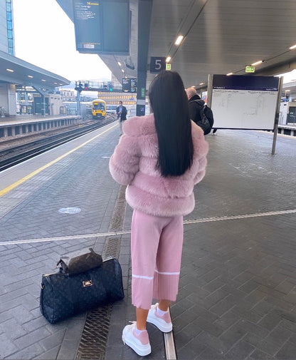 Faux Fur 5 Row Cropped Sleeve Coats [2/4 Week Delivery]